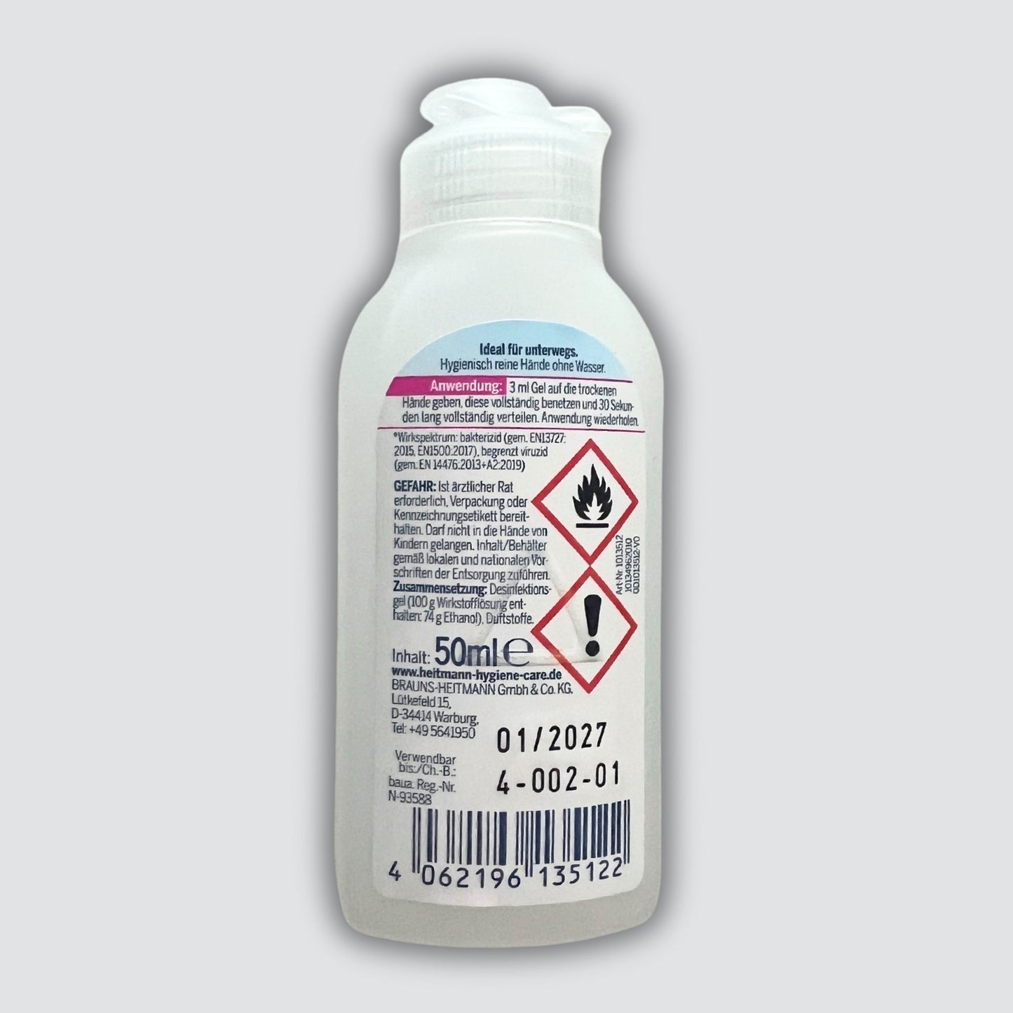 IMPRESAN Händedesinfektions-Gel – 50 ml Flasche für sichere Hygiene unterwegs