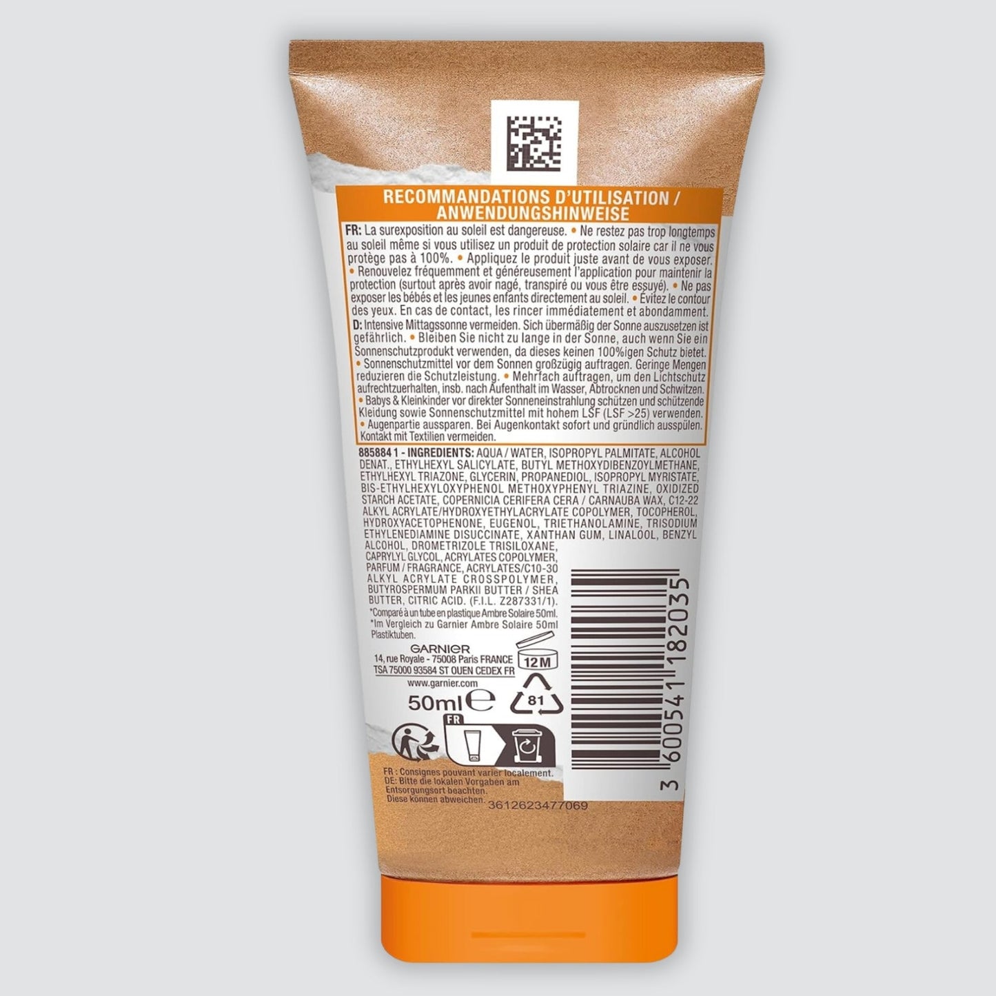 Garnier Ambre Solaire Sonnencreme – Feuchtigkeitsspendende Sonnenschutz-Milch LSF 30 (50 ml)