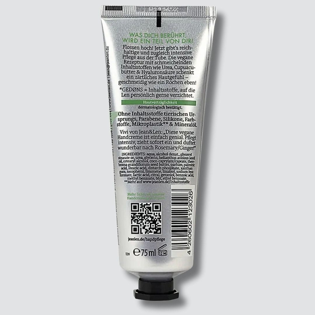 Jean&Len Sehr Geile Handcreme Rosemary Ginger Urea – Intensivpflege für Ihre Hände