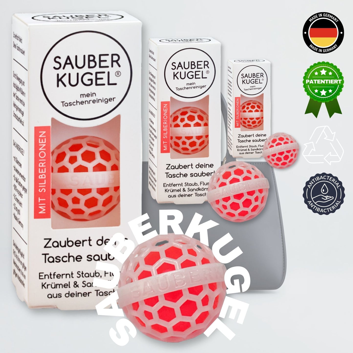 BILLE DE NETTOYAGE ANTIBACTÉRIENNE - NETTOYANT SAC - BLANC ORANGE - ÉLIMINE 99% DES BACTÉRIES