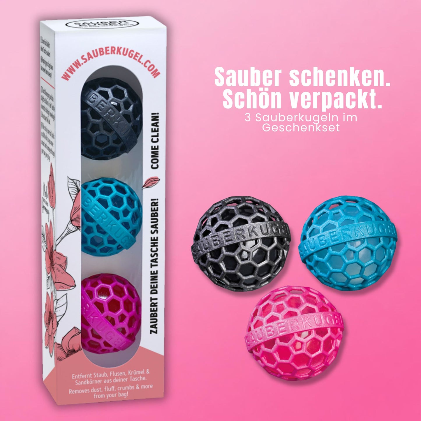 🎁 Bestseller Geschenkbox mit 3 Sauberkugeln
