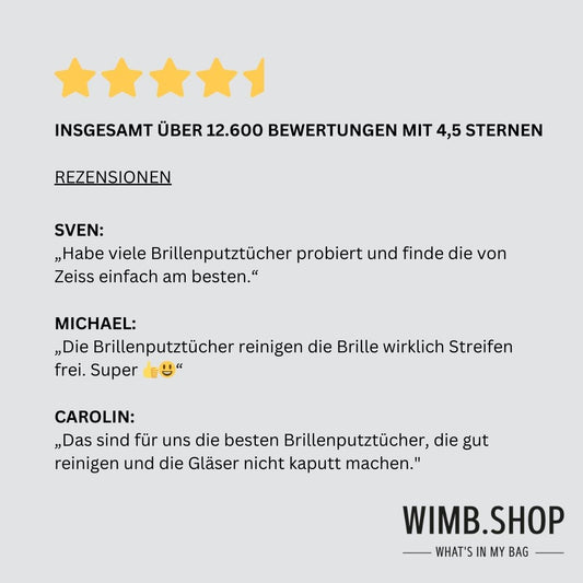 Zeiss glasses cleaning towels - 30 pieces, individually packed, with a new recipe