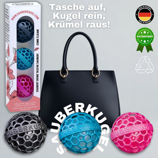 SAUBERKUGEL - TASCHENREINIGER - SPRINGFIELD COLLECTION No. 1 - IN DER GESCHENKBOX - SCHWARZ, PETROL, PINK