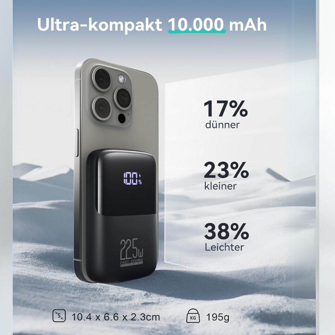 INIU Power Bank 10.000 mAh – Schnellladen für iPhone, Samsung & mehr – USB-C PD3.0 & QC4.0 – Klein & Leistungsstark