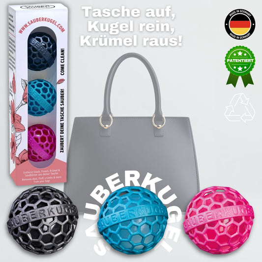 SAUBERKUGEL - TASCHENREINIGER - SPRINGFIELD COLLECTION No. 1 - IN DER GESCHENKBOX - SCHWARZ, PETROL, PINK