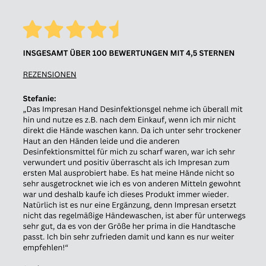 IMPRESAN Händedesinfektions-Gel – 50 ml Flasche für sichere Hygiene unterwegs