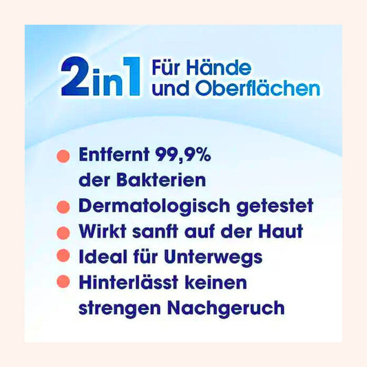 PERFEKTE HYGIENE FÜR UNTERWEGS: SAGROTAN 2IN1 DESINFEKTIONS-TÜCHER FÜR HÄNDE UND OBERFLÄCHEN